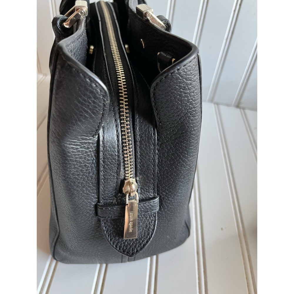 Kate Spade New York Black Pebbled Leather Satchel Tote Bag Gold Hardware - Picture 5 of 9